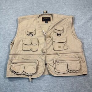 Rio Bravo Vest Men XL Khaki Multi Pocket Outdoor Fishing‎ Safari Utility Jacket